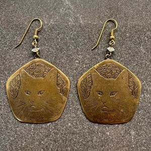 Vintage Chico’s Brass Cat Earrings